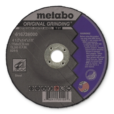 Depressed Center Cutting Wheel, Type 27, 4 1/2 in Dia Aluminum Oxide