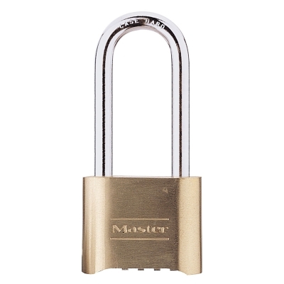 No. 175 Combination Brass Padlock, 5/16 in dia, 2-1/4 in L x 1 in W, Brass