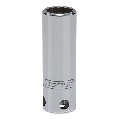 Tether-Ready Drive Deep Sockets, 3/8 in Drive, 12 mm, 2 1/8 in L, 12 Points