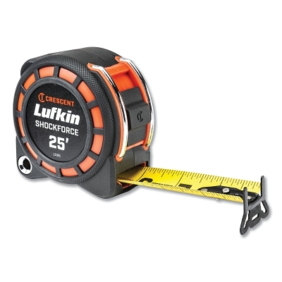 Shockforce Nite Eye Dual-Sided Tape Measure, 1-3/16 in W x 25 ft L, Yellow Blade