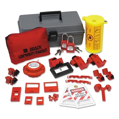Electrical Lockout Toolbox Kits with Safety Padlocks, 24 Piece, Gray