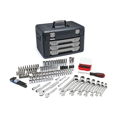 Mechanics Tool Set in 3 Drawer Storage Box, 232 Pc