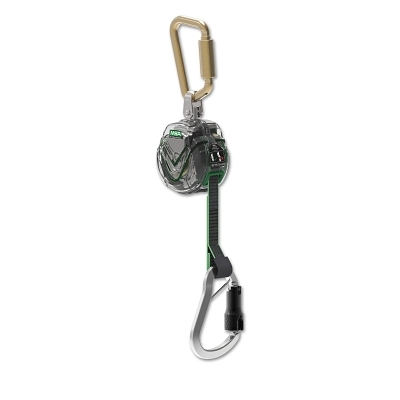 V-TEC™ Mini Personal Fall Limiter, 6 ft, Steel Carabiner, 400 lb, Aluminum Carabiner, Single Leg