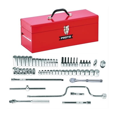 Torqueplus 57 Piece Metric Socket Sets, 3/8 in, 12 Point, Metric, w/Tool Box