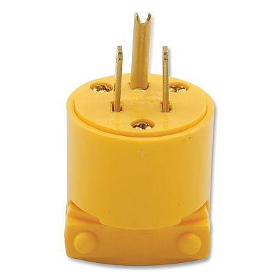 3 Wire Grounded Vinyl Plug, 15 A, 125 V, Vinyl, Male