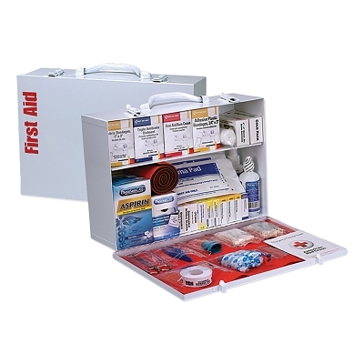 3 Shelf First Aid Cabinet, With Medication, ANSI B+, Metal Case, Wall Mount , Carry Handle
