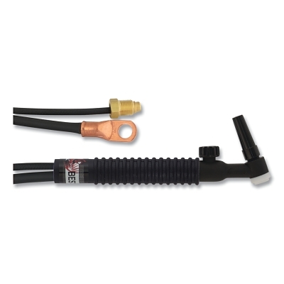 9V TIG Torch Package, Air Cooled, 125 A, Rigid Head with Valve, 2-Pc 25 ft Cable, Vinyl