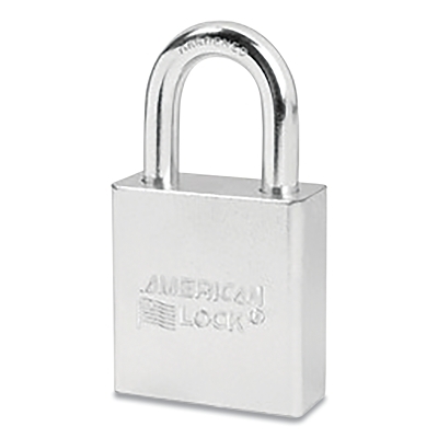 Solid Steel Padlock, 5/16 in dia, 1-1/8 in L, 3/4 in W, Silver, Keyed Alike, Keyed - 23638