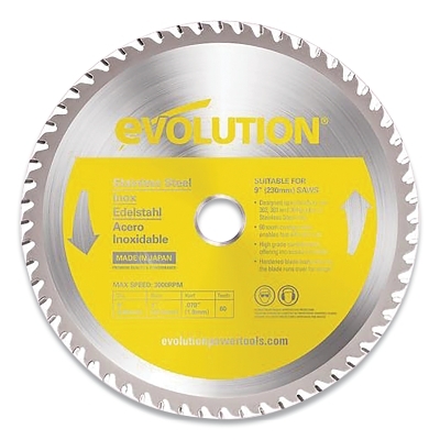 Metal-Cutting Saw Blades, 9 in dia, 1 in arbor, Stainless Steel
