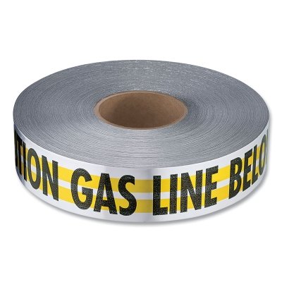 Thortec™ Premium Reinforced Detectable Tape, Caution Gas Line Below, 2 in L, 1000 ft W, Yellow