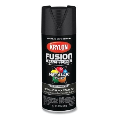Fusion All-in-One™ Paints + Primers, 12 oz, Aerosol Can, Metallic Black Stainless Steel