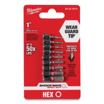 Shockwave™ Impact Hex Insert Bit set, 9 Pc