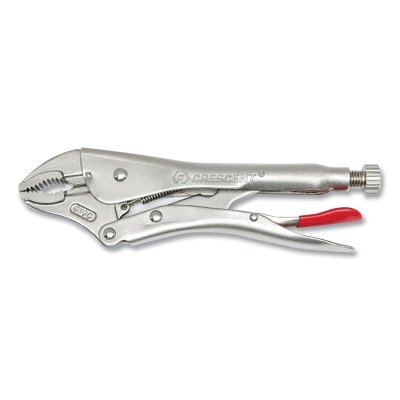 Curved Jaw Locking Plier w/Wire Cutter, 10 in OAL, 1-7/8 in Jaw Opening, Silver