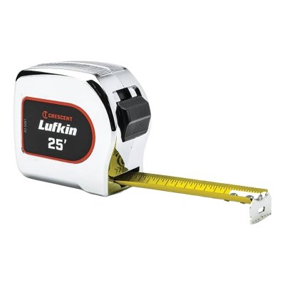 LFK Chrome Power Tape, 25 ft x 1-1/8 in W, SAE, A29, Yellow Blade, Chrome Case