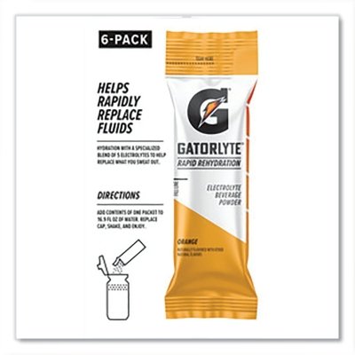 Gatorlyte® Rapid Rehydration Powder Stick, Orange, 16.9 oz, 6 sticks/PK, 8PK/CA