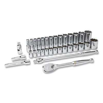 Standard & Deep SAE Mechanics Tool Set, 1/2 in, 6 Point, Standard/Deep SAE