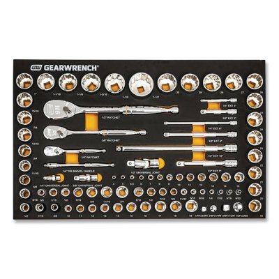 90T Modular Mechanics Tool Set w/EVA Foam Tray, Metric/SAE, 1/4 in, 3/8 in, 1/2 in 6-Point, 83-Pc