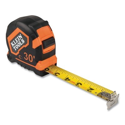 Magnetic Double-Hook Tape Measure, 7 m (25 ft), Metric/SAE, Orange/Black