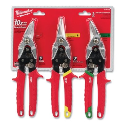 3 Piece Aviation Snip Set, 2 in L, Left Right and Straight