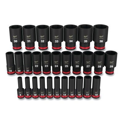 Shockwave™ Impact Duty™ 6-Point Socket Set, 1/2 in, Metric Deep, 29-Pc
