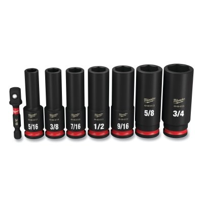 Shockwave™ Impact Duty™ 6-Point Socket Set, 3/8 in, SAE Deep, 8-Pc
