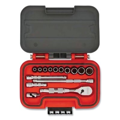 Combination Socket Set, 15-Pc, 1/4 in Drive, 12-point, Standard, Metric