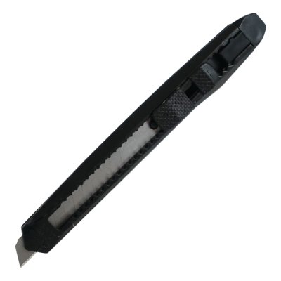 Utility Knife With Breakaway Blade, 7.4 in L, Retractable Positive Lock, Stainless Steel, Black
