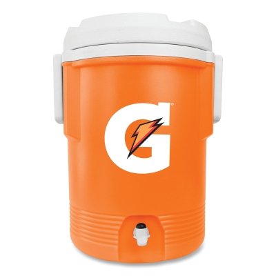 Beverage Cooler, 5 gal, Orange/White, Includes Spigot, Promo