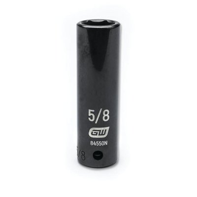 Impact Socket, 1/2 in Drive Size, 5/8 in Opening Size, 6-point, Deep Length