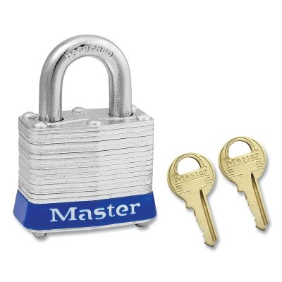 No. 3 Laminated Steel Padlock, 9/32 in dia, 3/4 in L, 5/8 in W, Blue