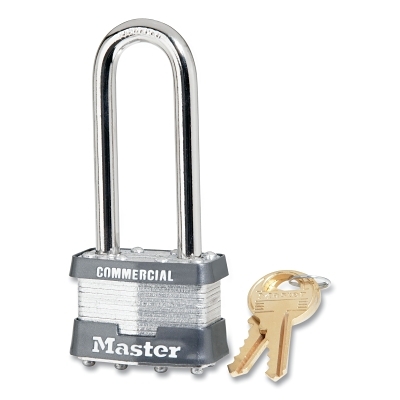 No. 81 Laminated Steel Padlock, 5/16 in dia x 3/4 in W x 2-1/2 in H Shackle, Silver/Gray, Keyed Alike, Keyed 17R90