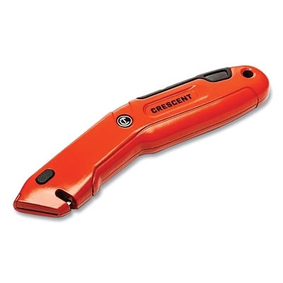 Retractable Utility Knife, 1 in L, Retractable Utility, Aluminum, Rawhide/ Black
