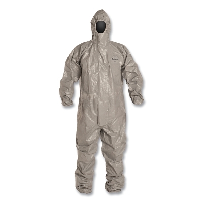 Tychem F Coveralls with attached Hood, Gray, 2X-Large