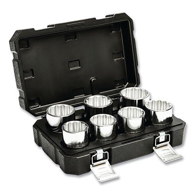 Socket Set, 3/4 in Dr, 12-point, SAE, 1-9/16 in to 2 in, 7-Pc Standard Length, Incl Blow Mold Case