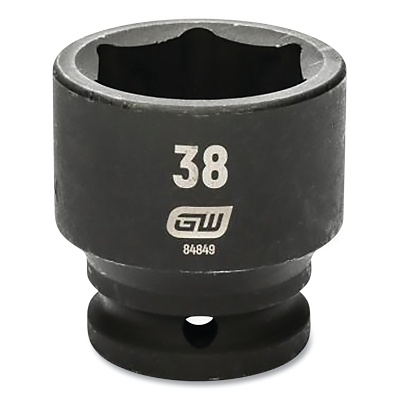 Impact Socket, 3/4 in Drive Size, 38 mm Opening Size, 6-point, Standard Length