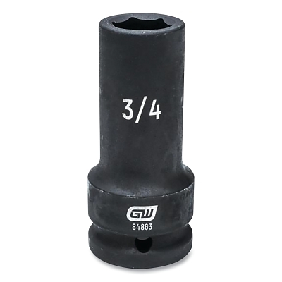 Impact Socket, 3/4 in Drive Size, 3/4 in Opening Size, 6-point, Deep Length