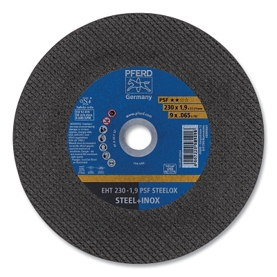 Universal Line PSF Cut-Off Wheel, 9 in dia, 7/8 in arbor, Aluminum Oxide