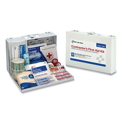 Contractor's First Aid Kit, Metal, Portable/ Wall Mount