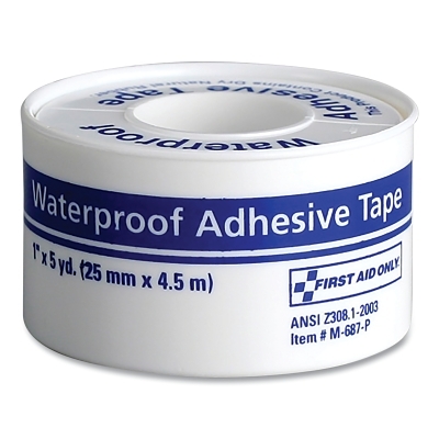 Waterproof First Aid Tape, 1 in W, 5 yd L, Cloth