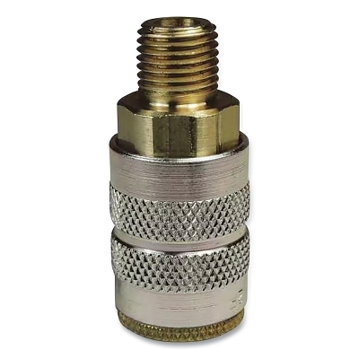 F-Series Pneumatic Manual Threaded Coupler, 1/4 in thread Male, 1/4 in Body, Brass