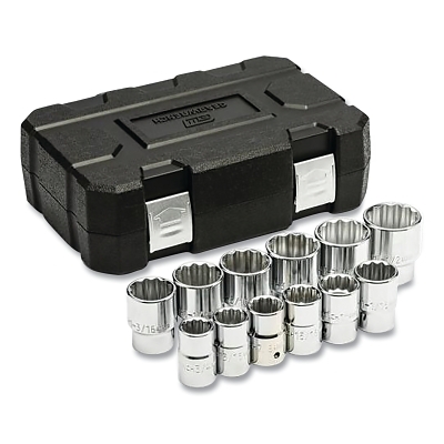 Socket Set, 3/4 in Dr, 12-point, SAE, 7/8 in to 1-1/2 in, 12-Pc Standard Length, Incl Blow Mold Case