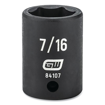 Impact Socket, 1/4 in Drive Size, 7/16 in Opening Size, 6-point, Standard Length
