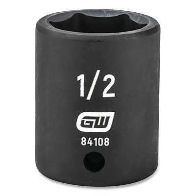 Impact Socket, 1/4 in Drive Size, 1/2 in Opening Size, 6-point, Standard Length
