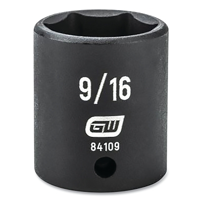 Impact Socket, 1/4 in Drive Size, 9/16 in Opening Size, 6-point, Standard Length