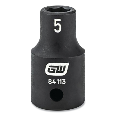 Impact Socket, 1/4 in Drive Size, 5 mm Opening Size, 6-point, Standard Length