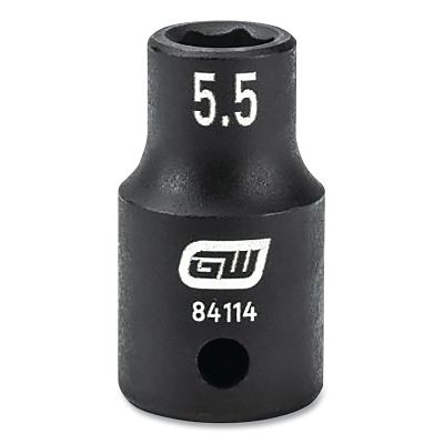 Impact Socket, 1/4 in Drive Size, 5.5 mm Opening Size, 6-point, Standard Length