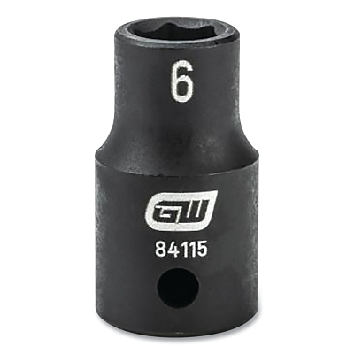 Impact Socket, 1/4 in Drive Size, 6 mm Opening Size, 6-point, Standard Length