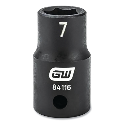 Impact Socket, 1/4 in Drive Size, 7 mm Opening Size, 6-point, Standard Length