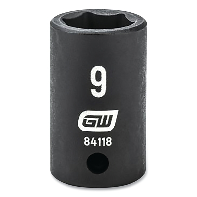 Impact Socket, 1/4 in Drive Size, 9 mm Opening Size, 6-point, Standard Length