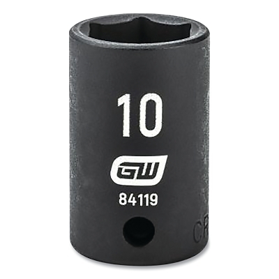 Impact Socket, 1/4 in Drive Size, 10 mm Opening Size, 6-point, Standard Length